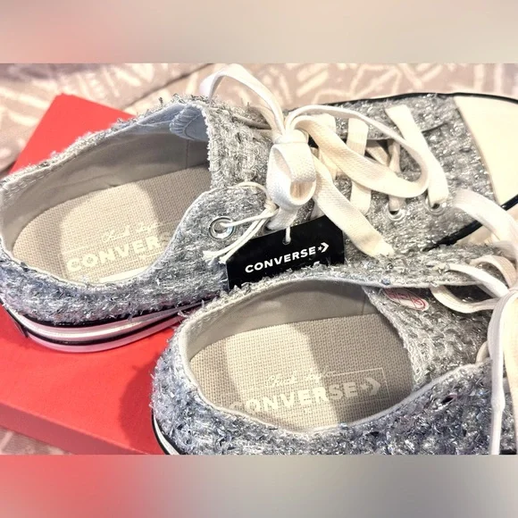 Converse Women's Size 8 Chuck 70 Metallic Tweed Oxford Sneakers - Picture 4 of 9